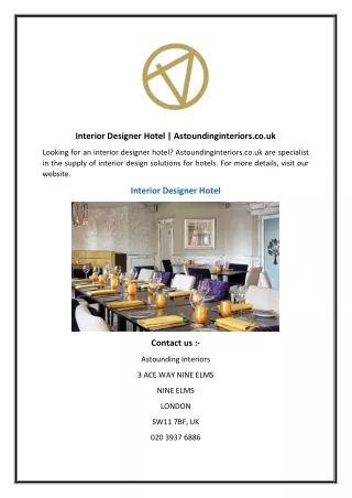 Interior Designer Hotel  Astoundinginteriors.co.uk