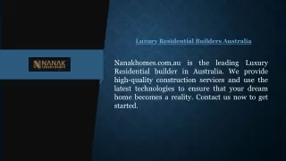 Luxury Residential Builders Australia