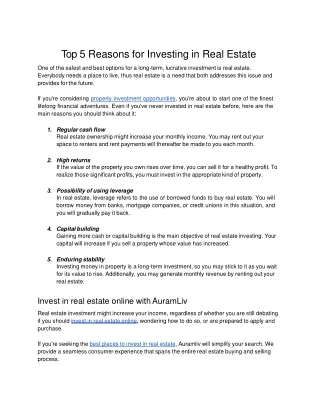 Top 5 Reasons for Investing in Real Estate  .docx