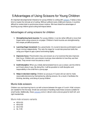 Advantages of Using Scissors for Young Children
