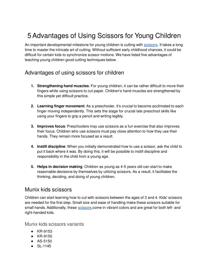 5 advantages of using scissors for young children