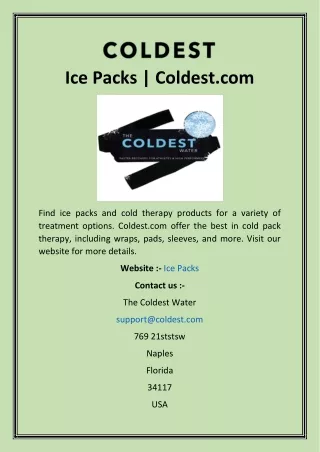 ice packs coldest com
