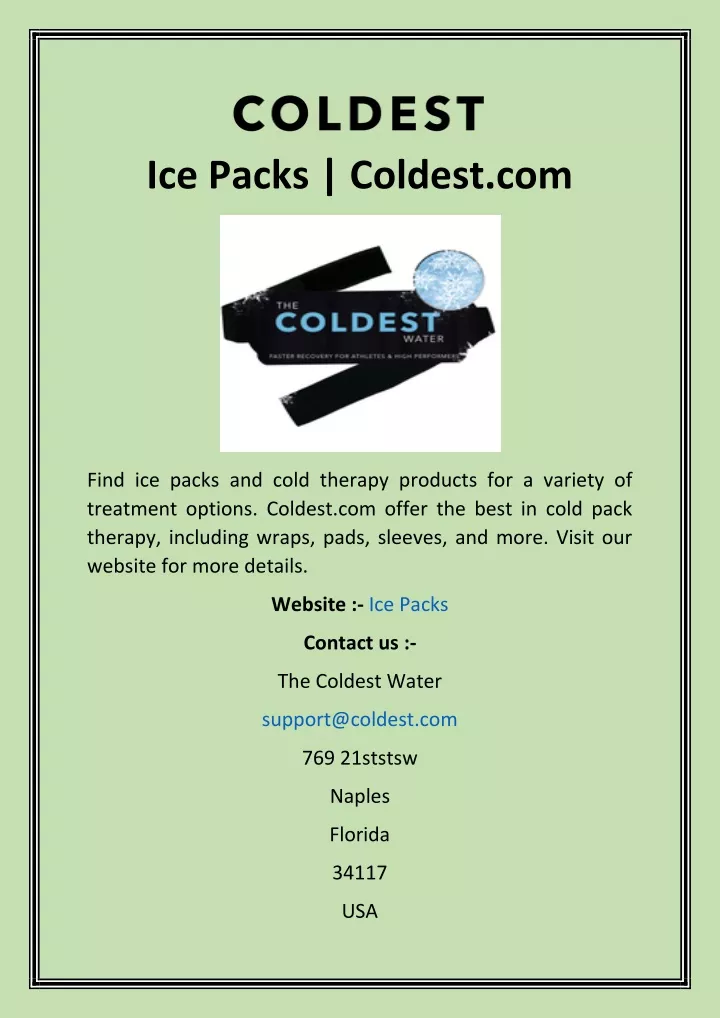 ice packs coldest com