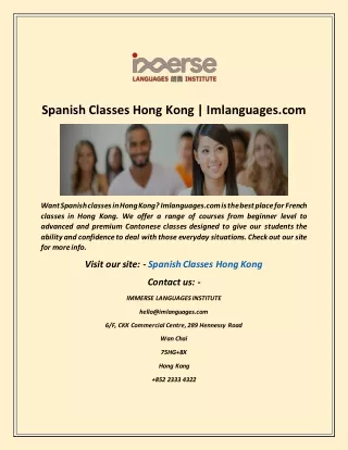 Spanish Classes Hong Kong  Imlanguages com