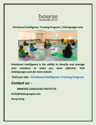 Emotional Intelligence Training Program  Imlanguages com