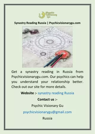 Synastry Reading Russia  Psychicvisionarygu