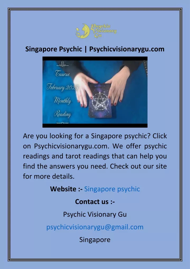 singapore psychic psychicvisionarygu com