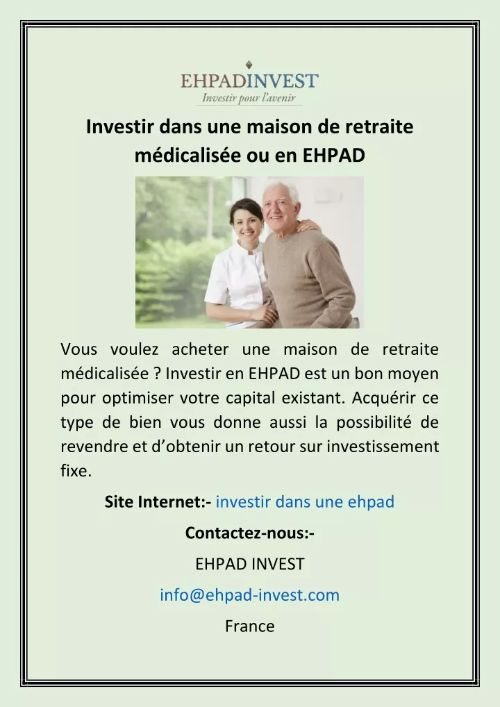 investir dans une maison de retraite m dicalis