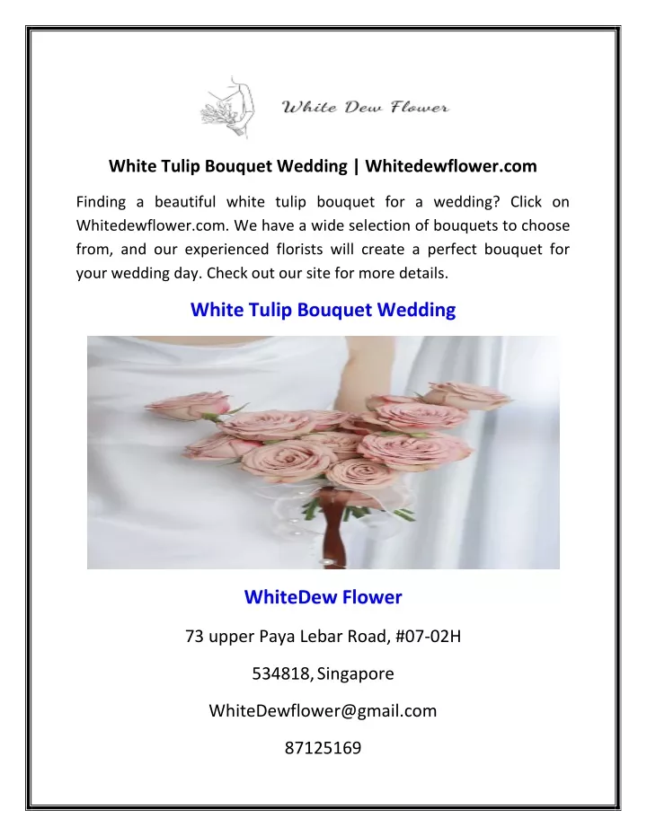 white tulip bouquet wedding whitedewflower com