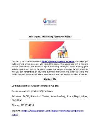 Best Digital Marketing Company in Jaipur | Grocient Infotech