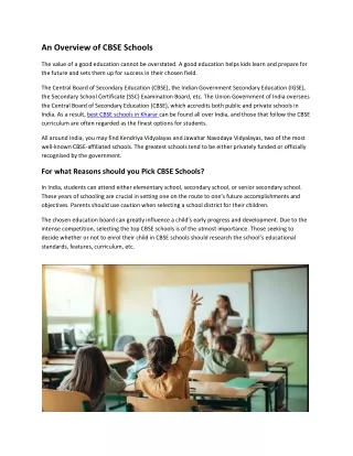 an overview of cbse schools