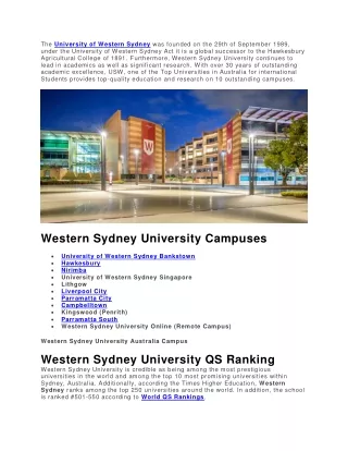 The University of Western Sydney Australia