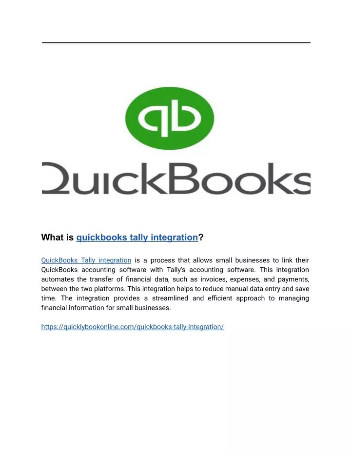 what is quickbooks tally integration