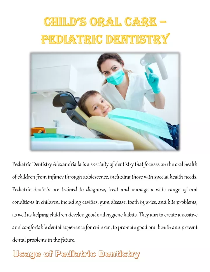 pediatric dentistry alexandria la is a specialty