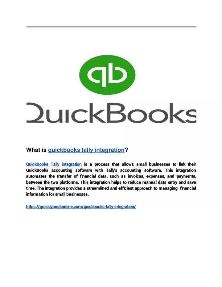 what is quickbooks tally integration quickbooks