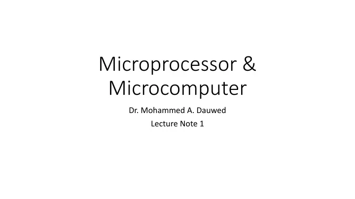 microprocessor microcomputer