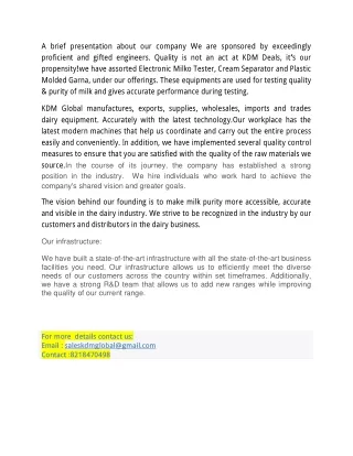a brief presentation about our company
