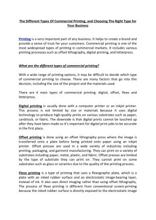 the different types of commercial printing