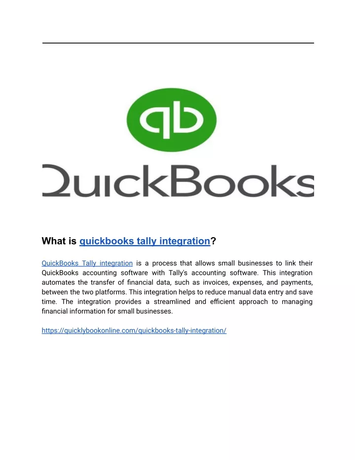what is quickbooks tally integration