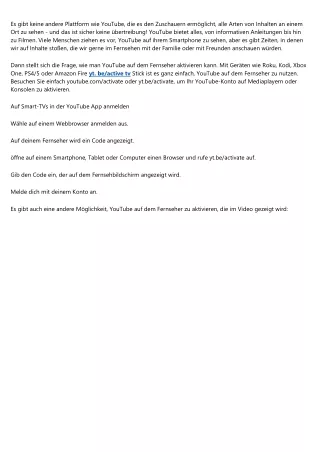 YouTube aktivieren mit yt.be/activate