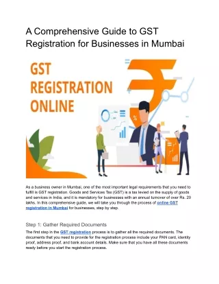 A Comprehensive Guide to GST Registration for Businesses in Mumbai