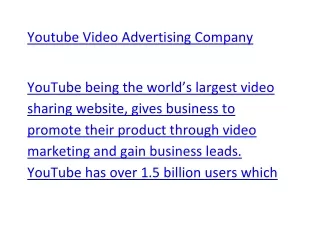 Youtube Video Advertising Company