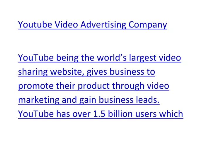 youtube video advertising company