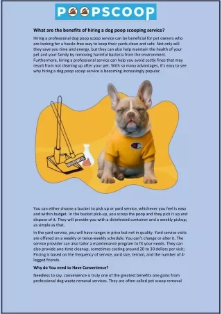 what are the benefits of hiring a dog poop