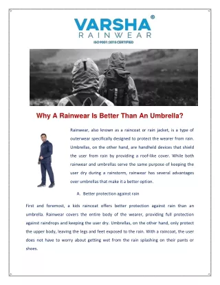 Why A Rainwear Is Better Than An Umbrella