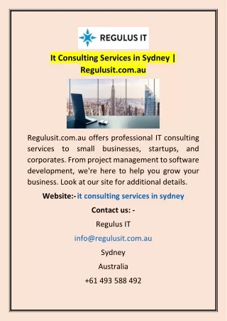 It Consulting Services in Sydney | Regulusit.com.au
