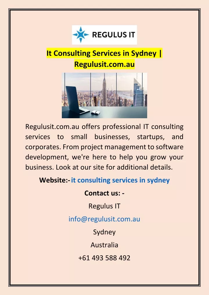 it consulting services in sydney regulusit com au