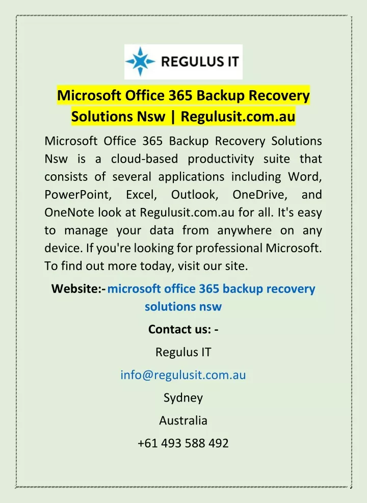 microsoft office 365 backup recovery solutions