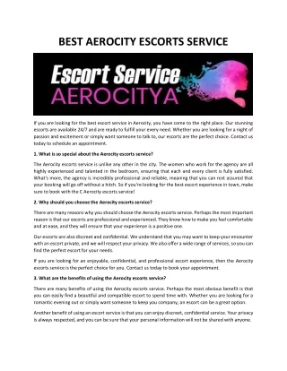 Best Aerocity Escorts Service