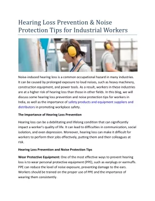 Hearing Loss Prevention & Noise Protection Tips for Industrial Workers