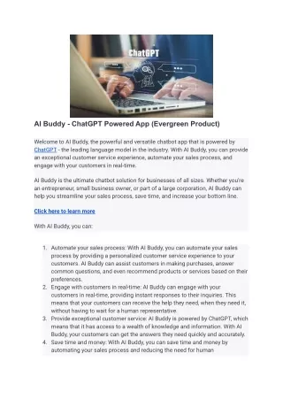 AI Buddy - ChatGPT Powered App (Evergreen Product)