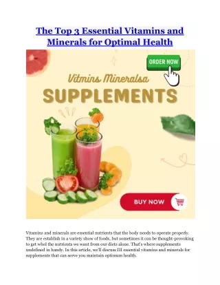 The Top 3 Essential Vitamins and Minerals for Optimal Health