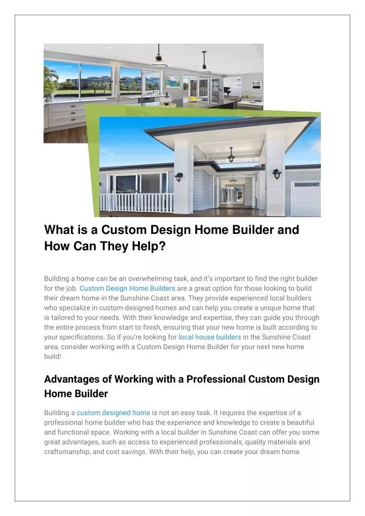 what is a custom design home builder