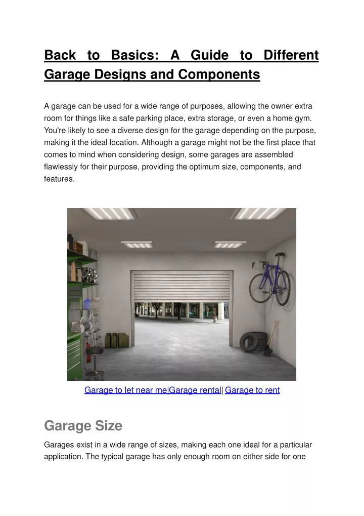 back to basics a guide to different garage