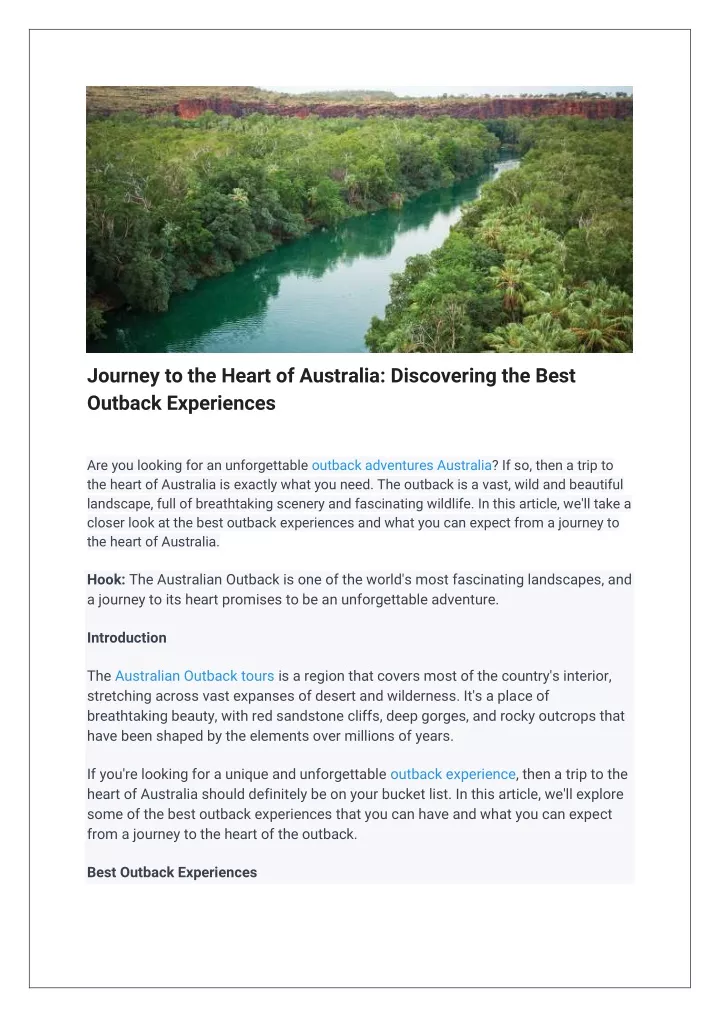 journey to the heart of australia discovering