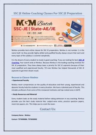 ssc je online coaching classes
