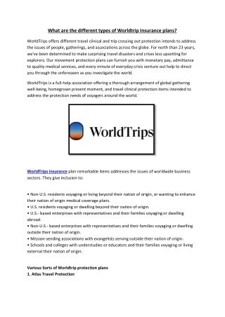 what are the different types of worldtrip