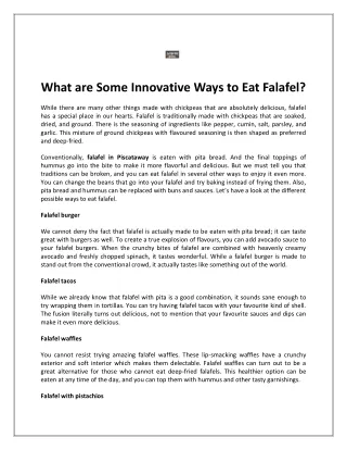 What are Some Innovative Ways to Eat Falafel?