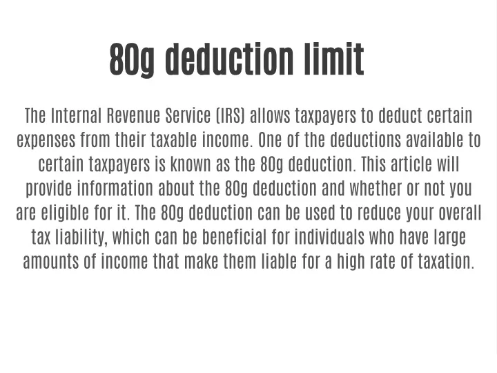 80g deduction limit