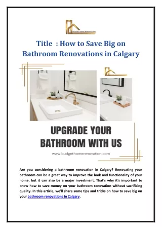 are you considering a bathroom renovation