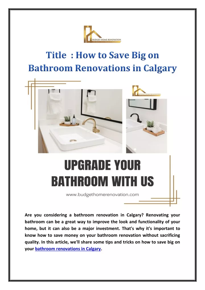 are you considering a bathroom renovation