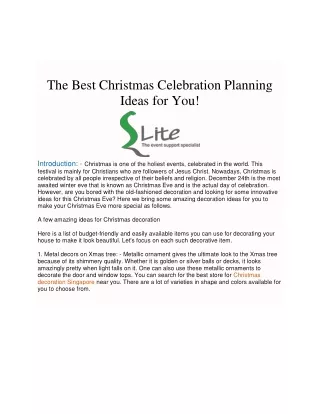 The Best Christmas Celebration Planning Ideas for You! Slite Group