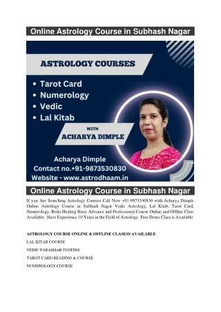 online astrology course in subhash nagar