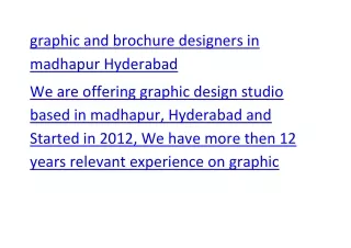 graphic and brochure designers in madhapur Hyderabad