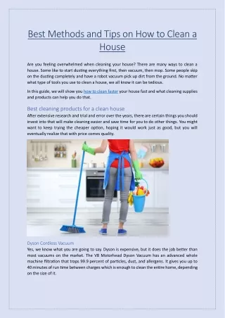 Best Methods and Tips on How to Clean a House