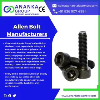 Allen Bolt| Eye Bolts| U Bolts| Anchor Bolt- Ananka Group